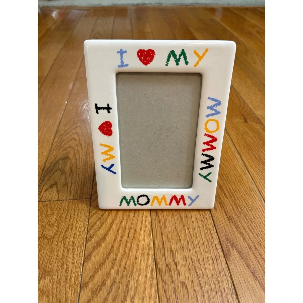 Ceramic I Love My Mommy Picture Frame White Multicolor Crayon Style 4x6 7151-46